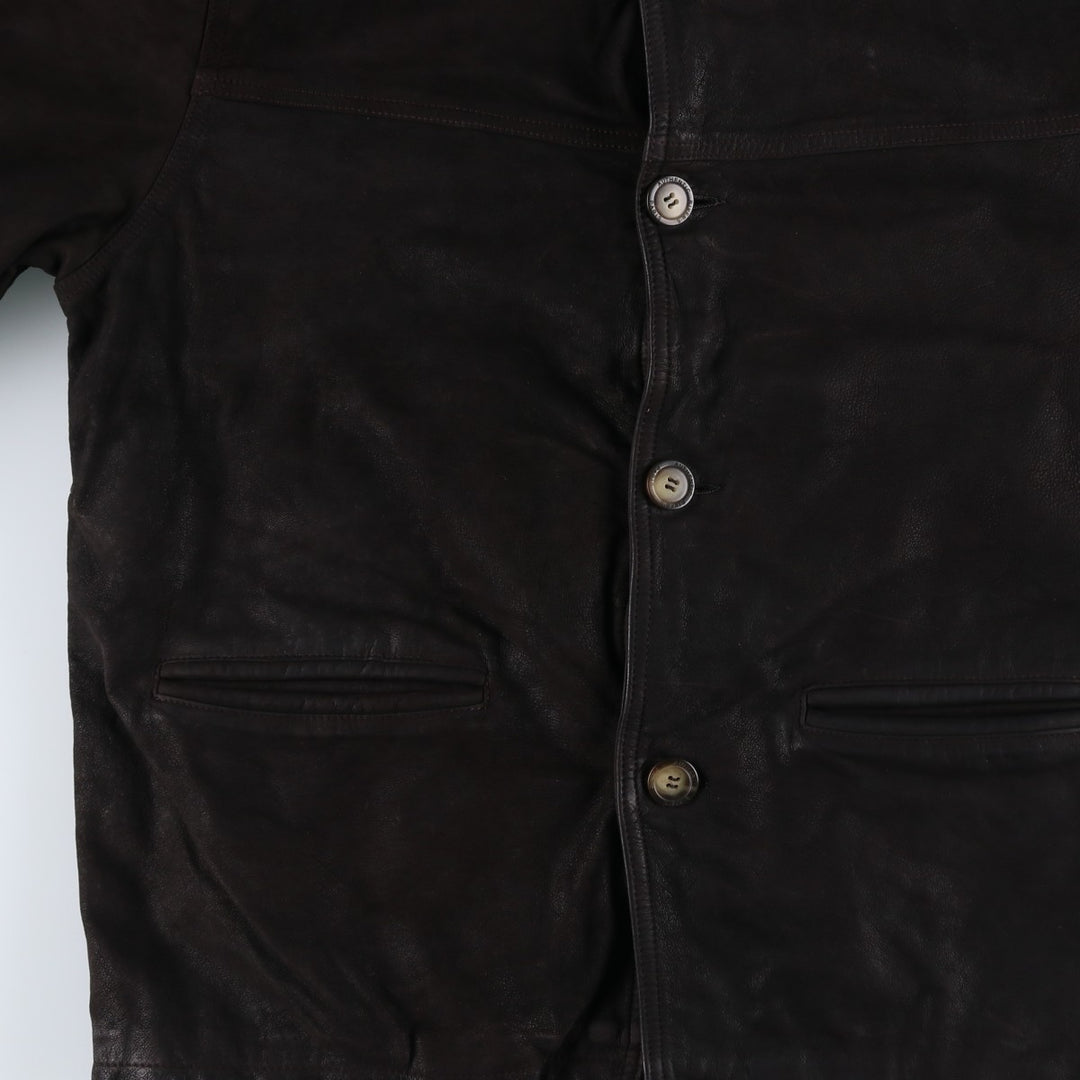 BIKER'S Padded Leather Jacket, Made in France, Men's Size L genuine leather black type Vintage Second Hand