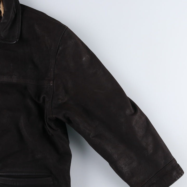 BIKER'S Padded Leather Jacket, Made in France, Men's Size L genuine leather black type Vintage Second Hand