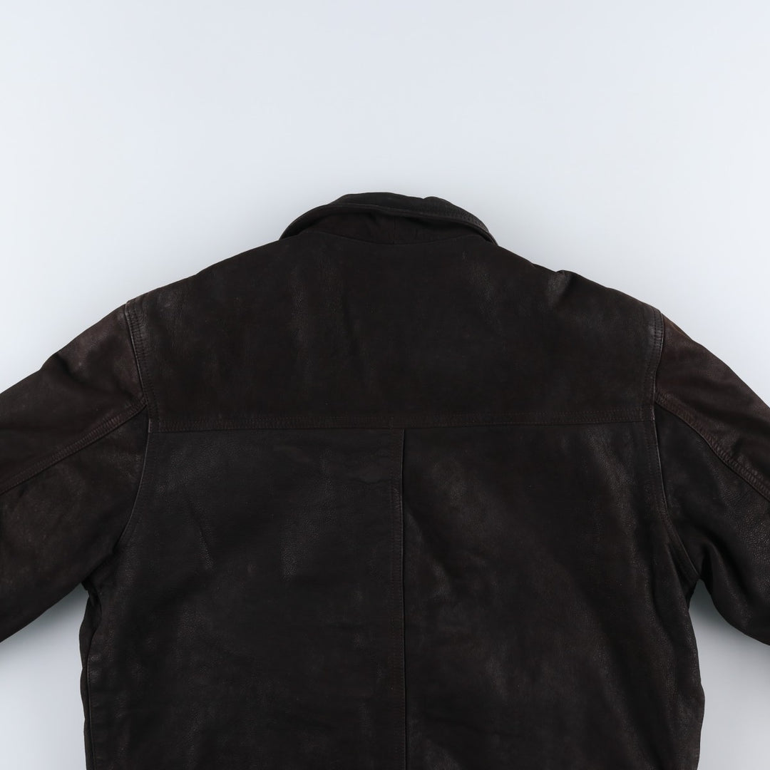 BIKER'S Padded Leather Jacket, Made in France, Men's Size L genuine leather black type Vintage Second Hand