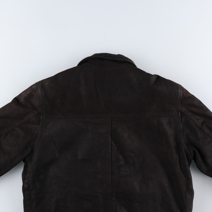 BIKER'S Padded Leather Jacket, Made in France, Men's Size L genuine leather black type Vintage Second Hand