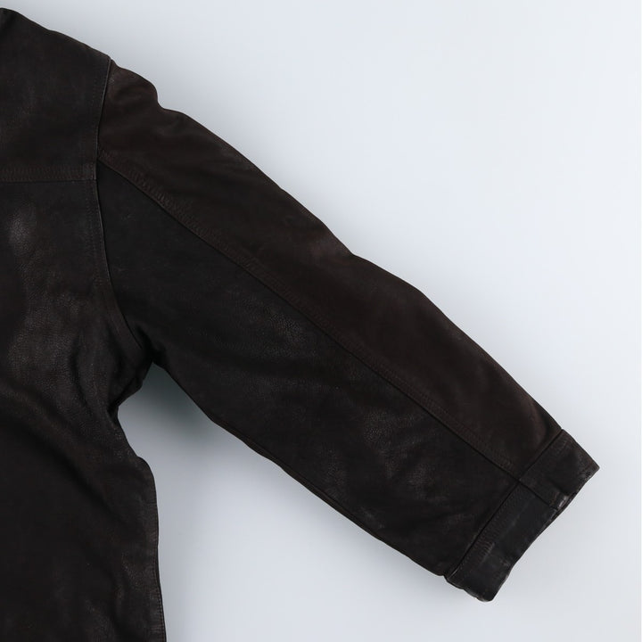 BIKER'S Padded Leather Jacket, Made in France, Men's Size L genuine leather black type Vintage Second Hand
