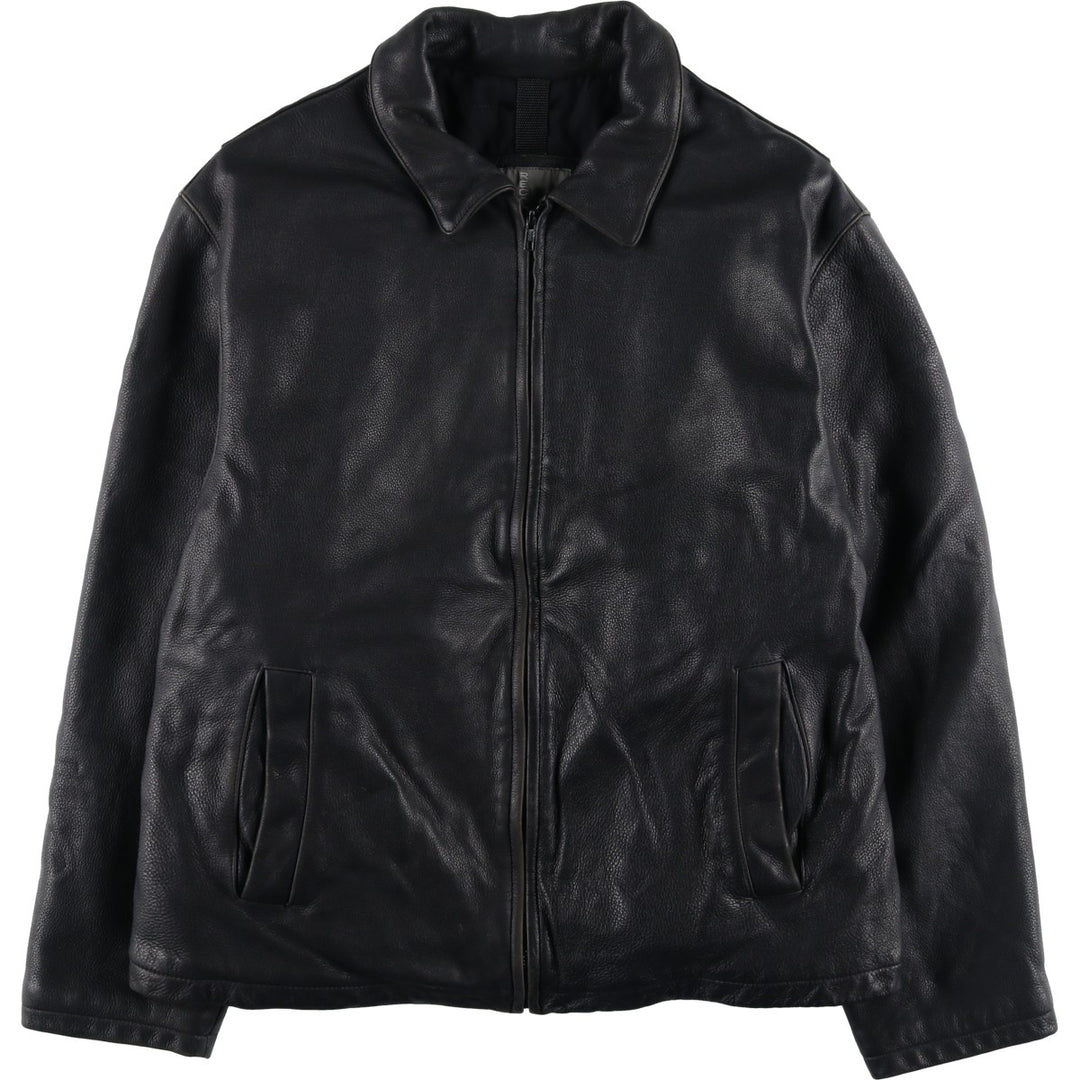 Dockers RECODE Swing Top Padded Leather Blouson, Men's XL Genuine Leather Cowhide black type Vintage Second Hand