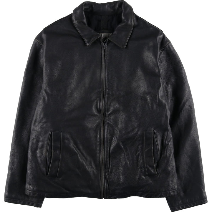 Dockers RECODE Swing Top Padded Leather Blouson, Men's XL Genuine Leather Cowhide black type Vintage Second Hand