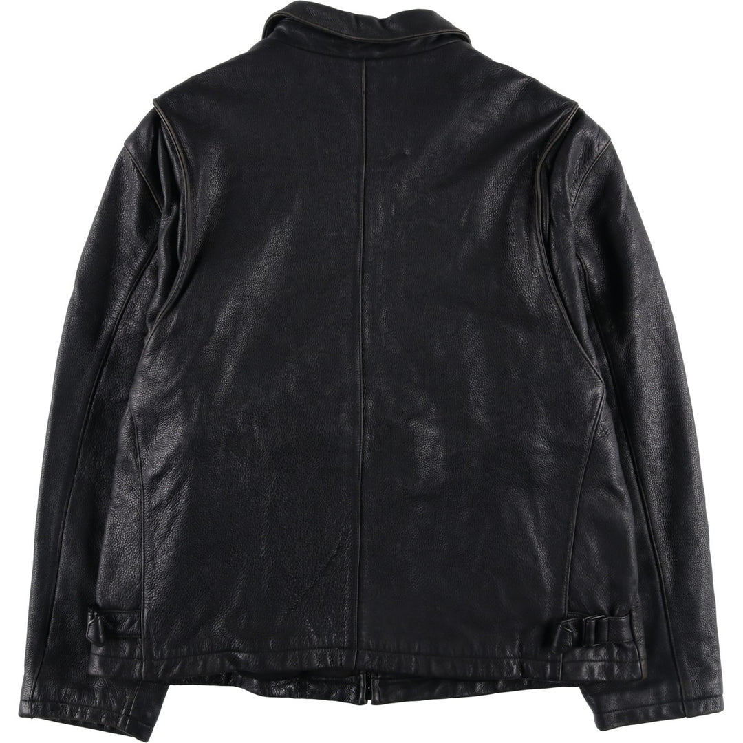 Dockers RECODE Swing Top Padded Leather Blouson, Men's XL Genuine Leather Cowhide black type Vintage Second Hand