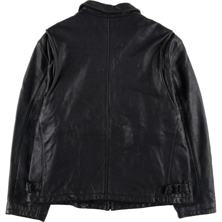 Dockers RECODE Swing Top Padded Leather Blouson, Men's XL Genuine Leather Cowhide black type Vintage Second Hand
