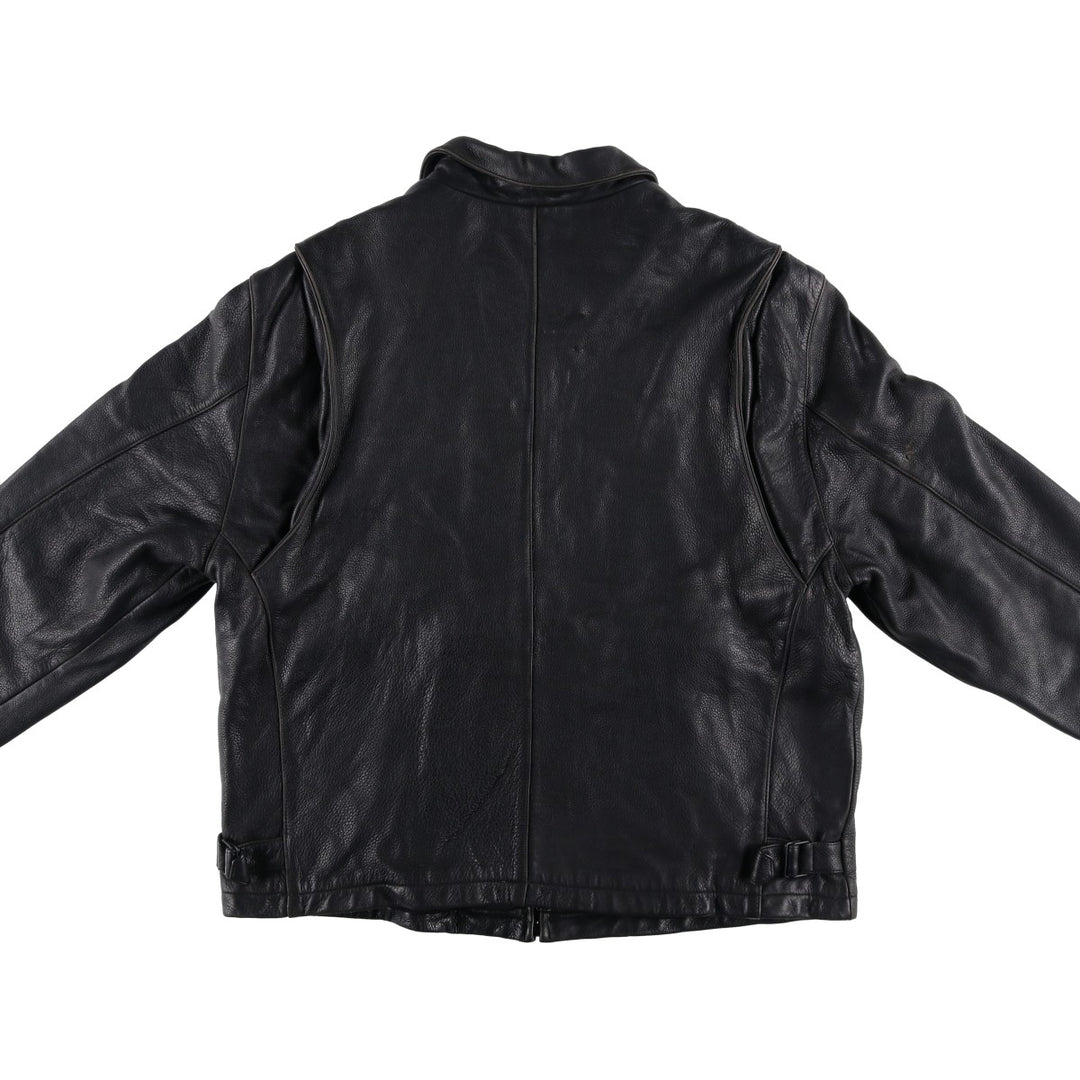 Dockers RECODE Swing Top Padded Leather Blouson, Men's XL Genuine Leather Cowhide black type Vintage Second Hand