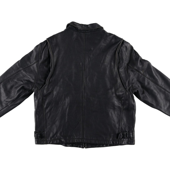 Dockers RECODE Swing Top Padded Leather Blouson, Men's XL Genuine Leather Cowhide black type Vintage Second Hand