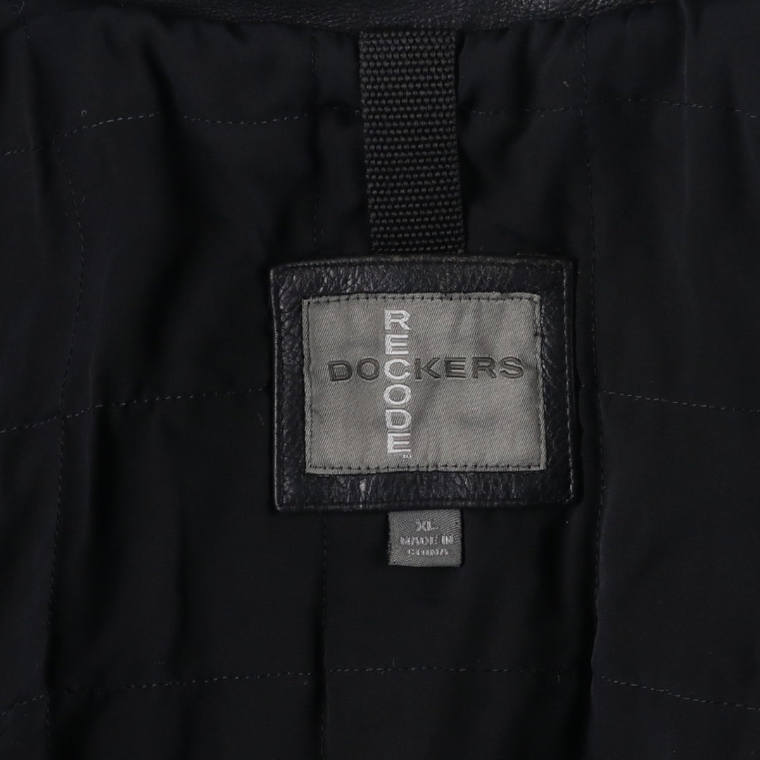 Dockers RECODE Swing Top Padded Leather Blouson, Men's XL Genuine Leather Cowhide black type Vintage Second Hand