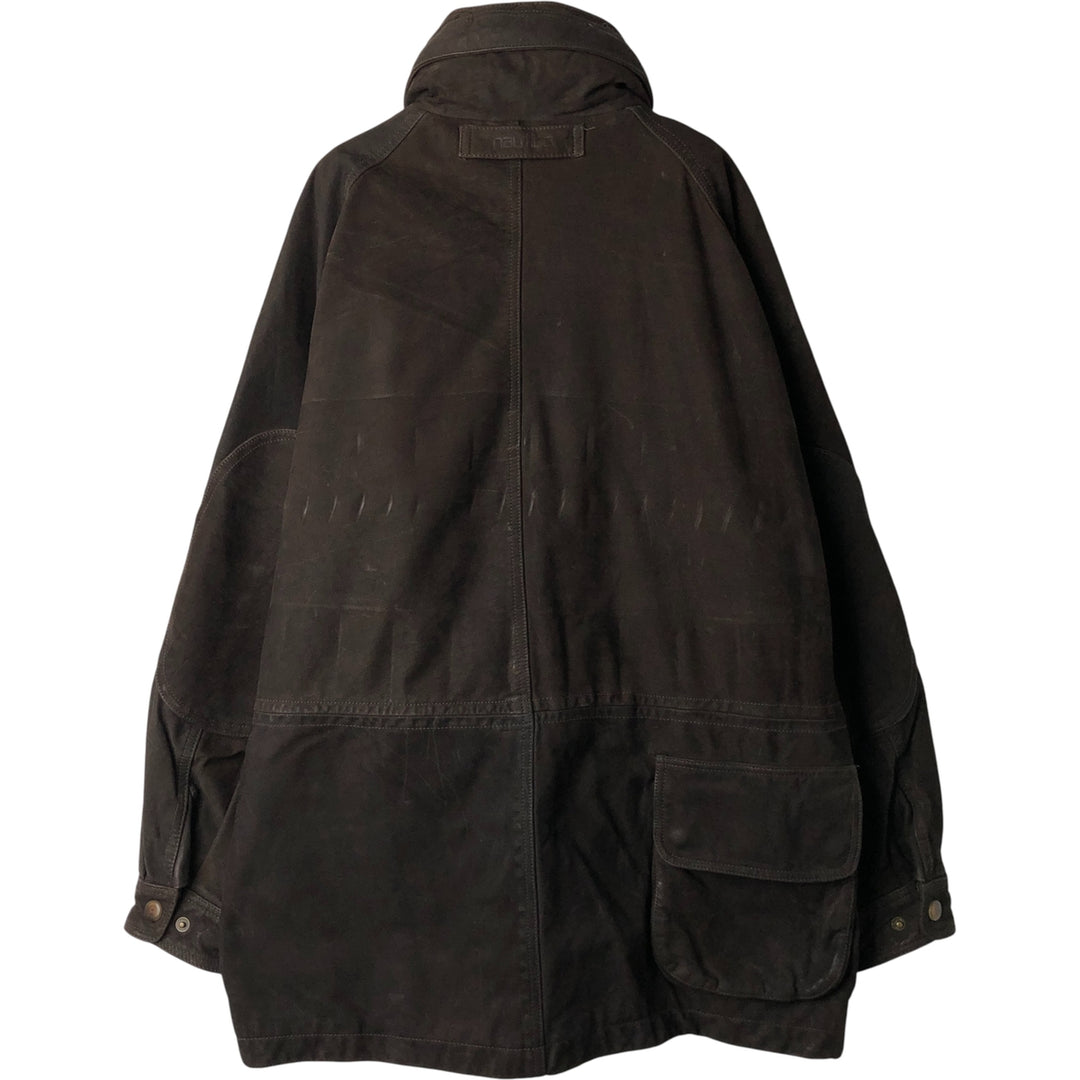90'S Nautica Leather Jacket, Men's Size XL, Vintage genuine leather brown type Vintage Second Hand