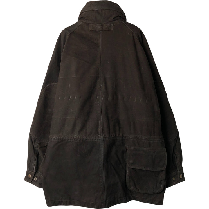 90'S Nautica Leather Jacket, Men's Size XL, Vintage genuine leather brown type Vintage Second Hand
