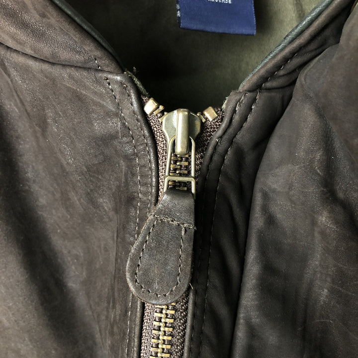 90'S Nautica Leather Jacket, Men's Size XL, Vintage genuine leather brown type Vintage Second Hand