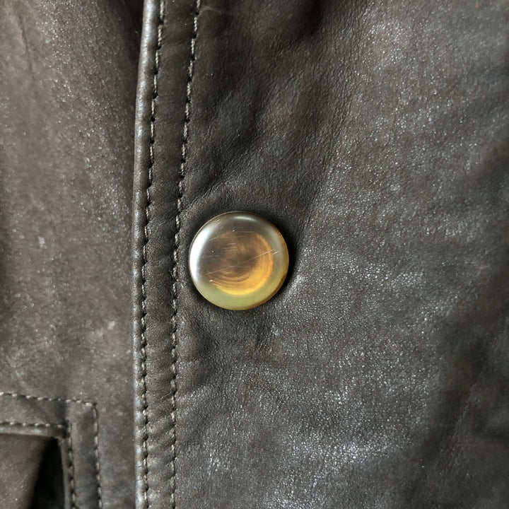 90'S Nautica Leather Jacket, Men's Size XL, Vintage genuine leather brown type Vintage Second Hand
