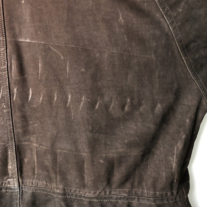 90'S Nautica Leather Jacket, Men's Size XL, Vintage genuine leather brown type Vintage Second Hand