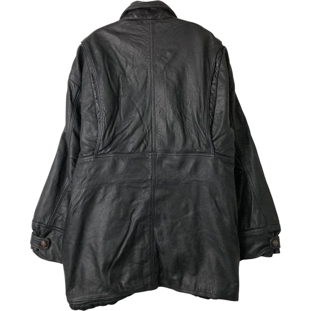 Pierre Cardin padded leather jacket, men's size L genuine leather black type Vintage Second Hand