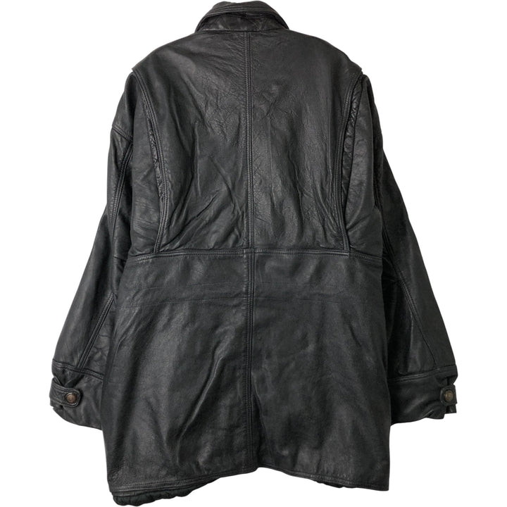 Pierre Cardin padded leather jacket, men's size L genuine leather black type Vintage Second Hand