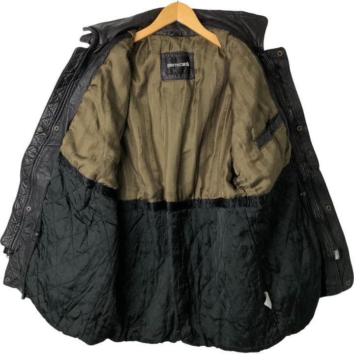 Pierre Cardin padded leather jacket, men's size L genuine leather black type Vintage Second Hand