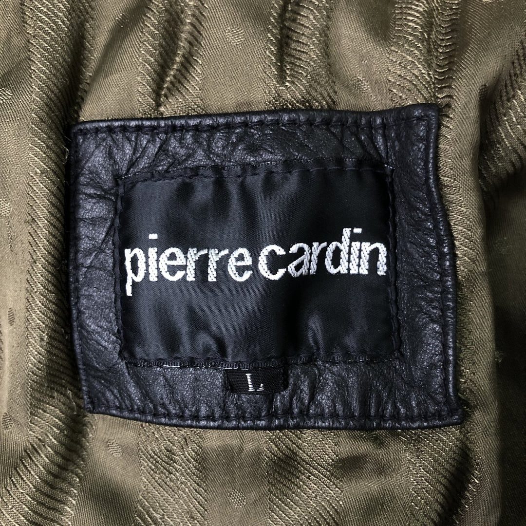 Pierre Cardin padded leather jacket, men's size L genuine leather black type Vintage Second Hand