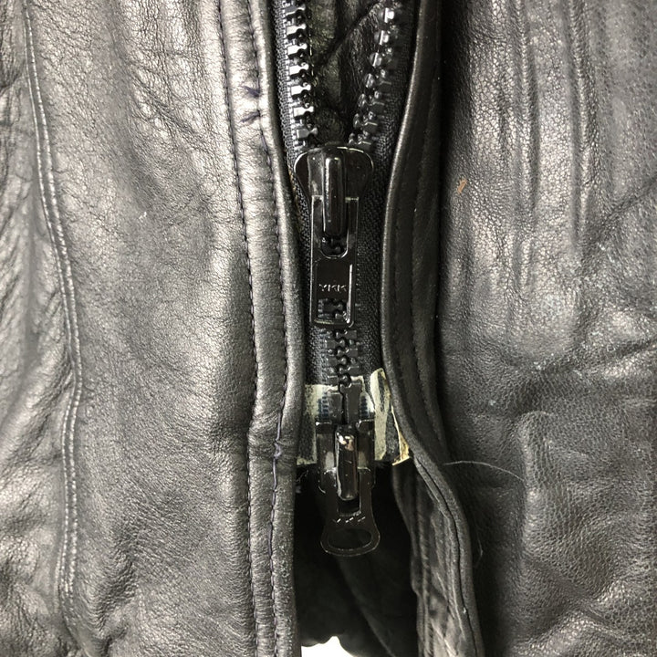 Pierre Cardin padded leather jacket, men's size L genuine leather black type Vintage Second Hand