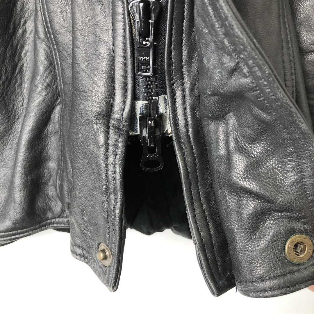 Pierre Cardin padded leather jacket, men's size L genuine leather black type Vintage Second Hand