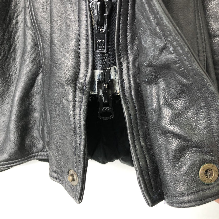 Pierre Cardin padded leather jacket, men's size L genuine leather black type Vintage Second Hand