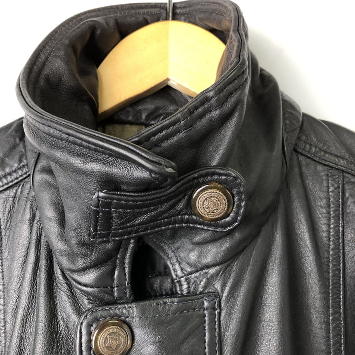 Pierre Cardin padded leather jacket, men's size L genuine leather black type Vintage Second Hand