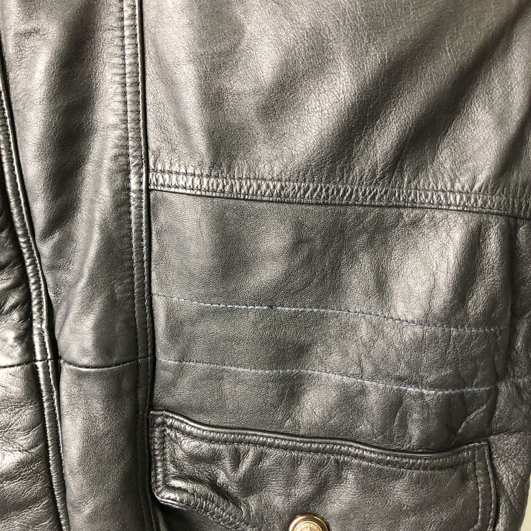 Pierre Cardin padded leather jacket, men's size L genuine leather black type Vintage Second Hand