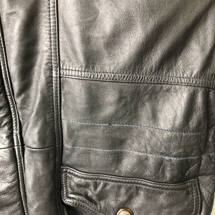 Pierre Cardin padded leather jacket, men's size L genuine leather black type Vintage Second Hand