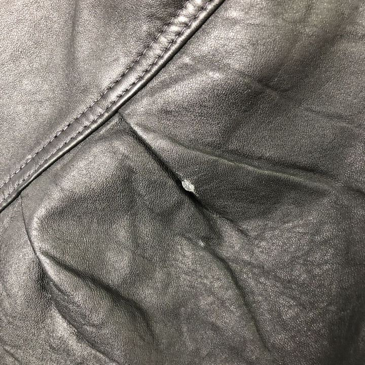 Pierre Cardin padded leather jacket, men's size L genuine leather black type Vintage Second Hand