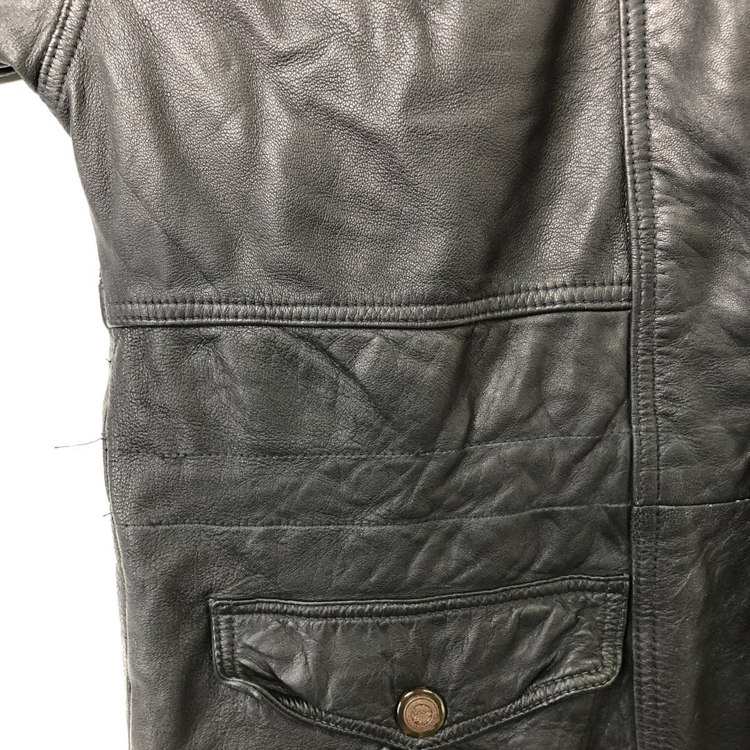 Pierre Cardin padded leather jacket, men's size L genuine leather black type Vintage Second Hand