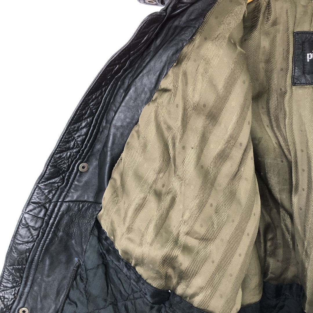 Pierre Cardin padded leather jacket, men's size L genuine leather black type Vintage Second Hand