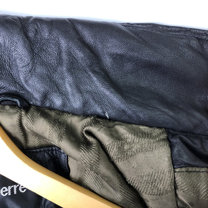 Pierre Cardin padded leather jacket, men's size L genuine leather black type Vintage Second Hand