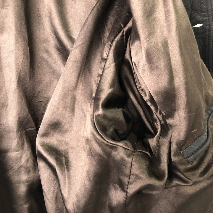 Trucker jacket, leather blouson, men's size L genuine leather black type Vintage Second Hand