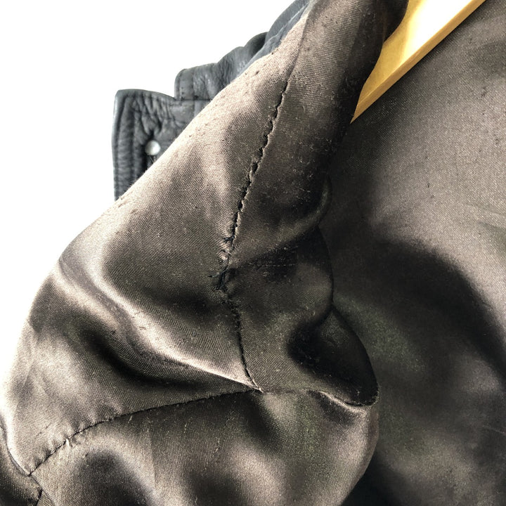 Trucker jacket, leather blouson, men's size L genuine leather black type Vintage Second Hand