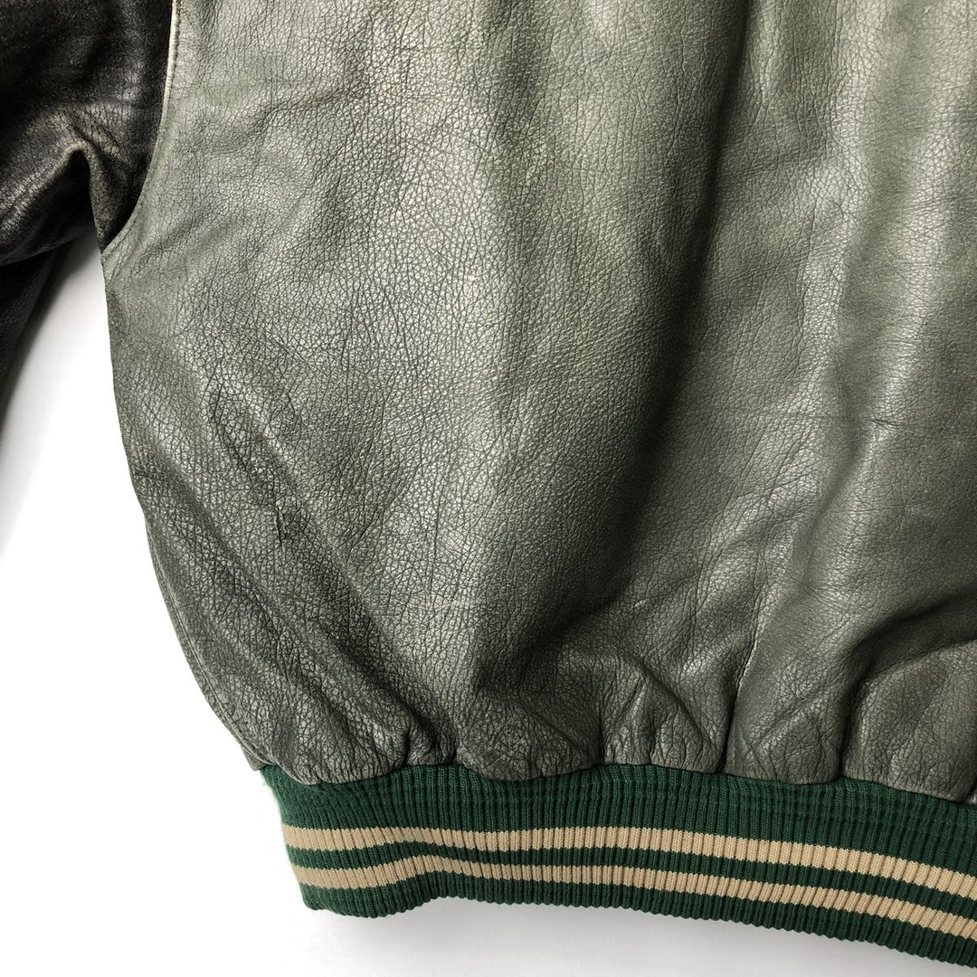 Vintage '90'S Roots padded all-leather varsity jacket, made in Canada, men's size XL genuine leather Khaki type Vintage Second Hand