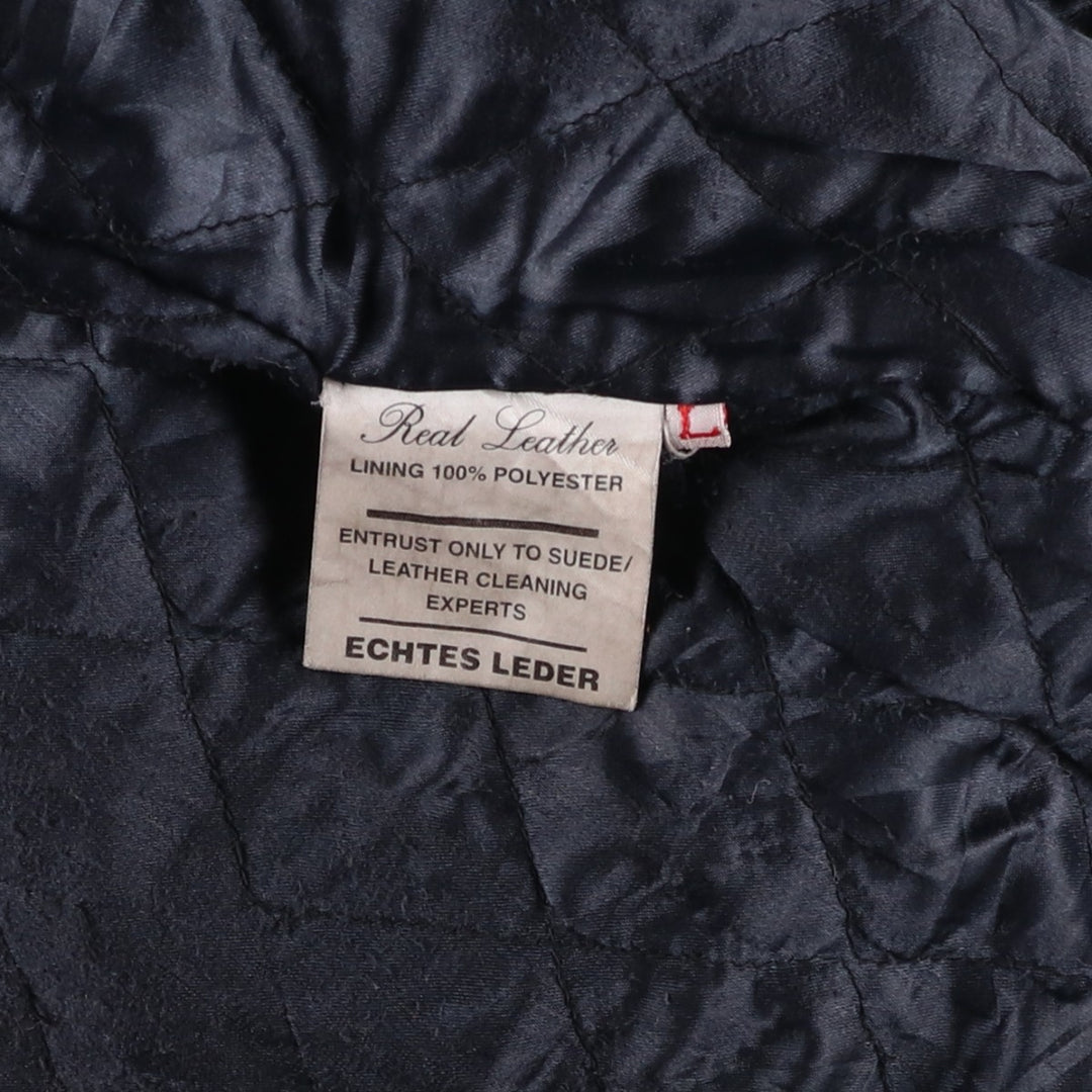 SAK Shakeel International Leather Jacket, Men's Size L genuine leather black type Vintage Second Hand