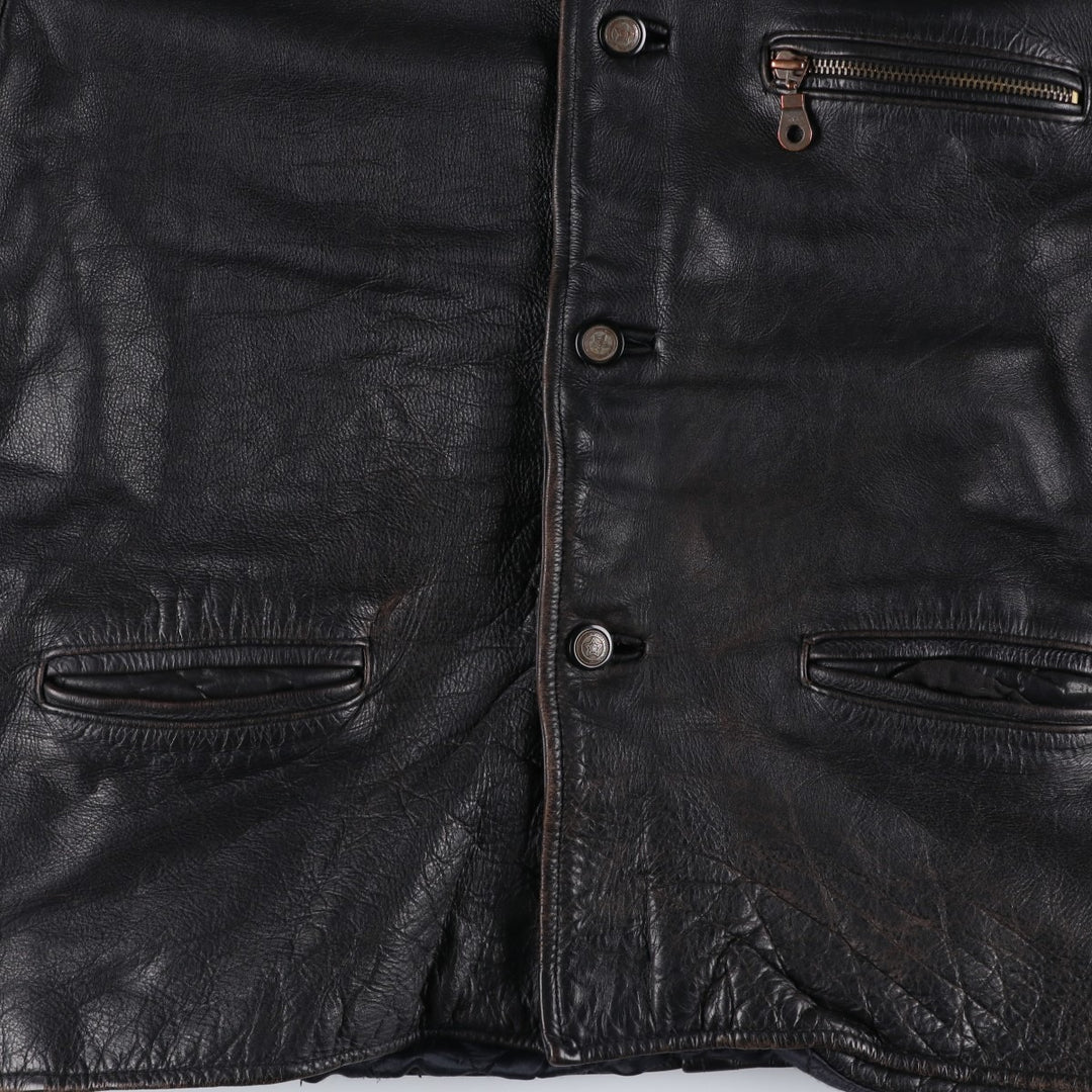 SAK Shakeel International Leather Jacket, Men's Size L genuine leather black type Vintage Second Hand
