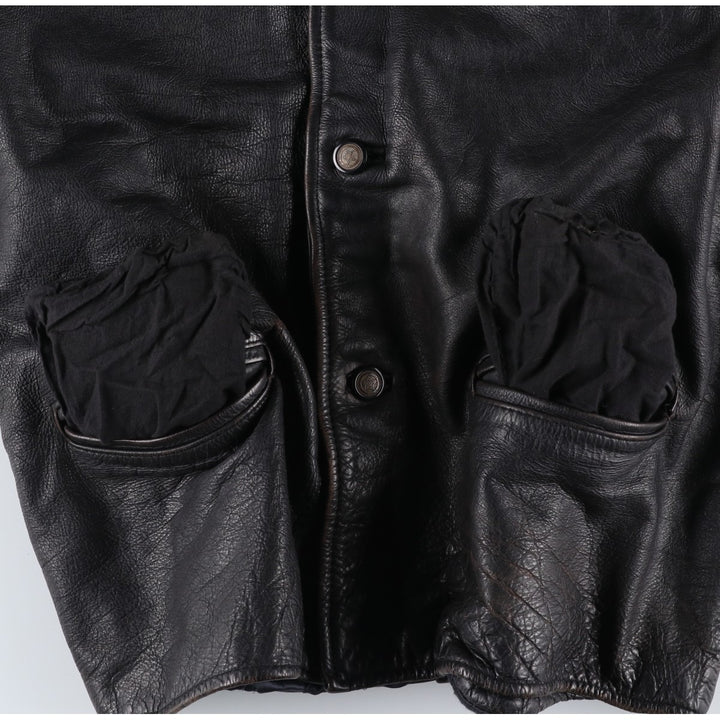 SAK Shakeel International Leather Jacket, Men's Size L genuine leather black type Vintage Second Hand