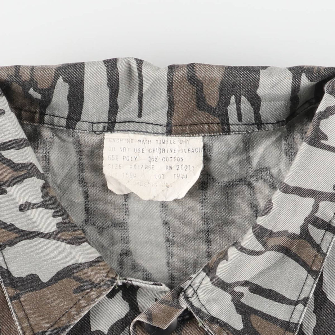 Vintage Treebark Camo Hunting Shirt Jacket, Made in the USA, Men's Size XXL polyester brown type Vintage Second Hand