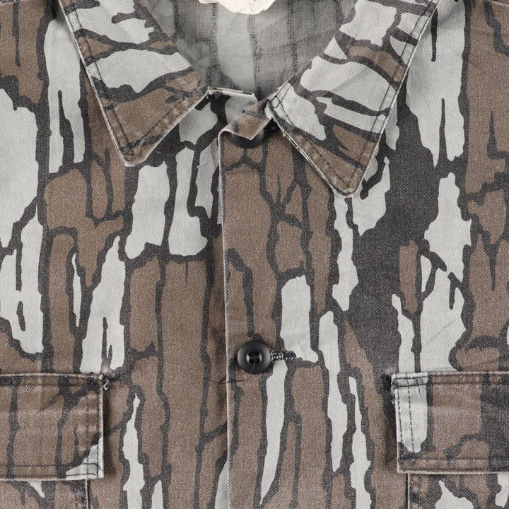 Vintage Treebark Camo Hunting Shirt Jacket, Made in the USA, Men's Size XXL polyester brown type Vintage Second Hand