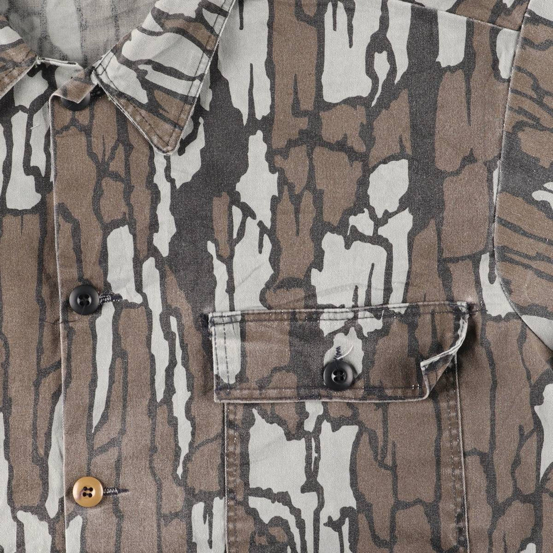 Vintage Treebark Camo Hunting Shirt Jacket, Made in the USA, Men's Size XXL polyester brown type Vintage Second Hand
