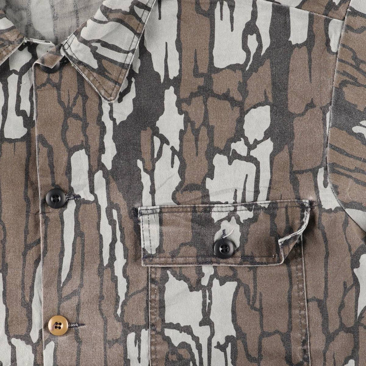 Vintage Treebark Camo Hunting Shirt Jacket, Made in the USA, Men's Size XXL polyester brown type Vintage Second Hand