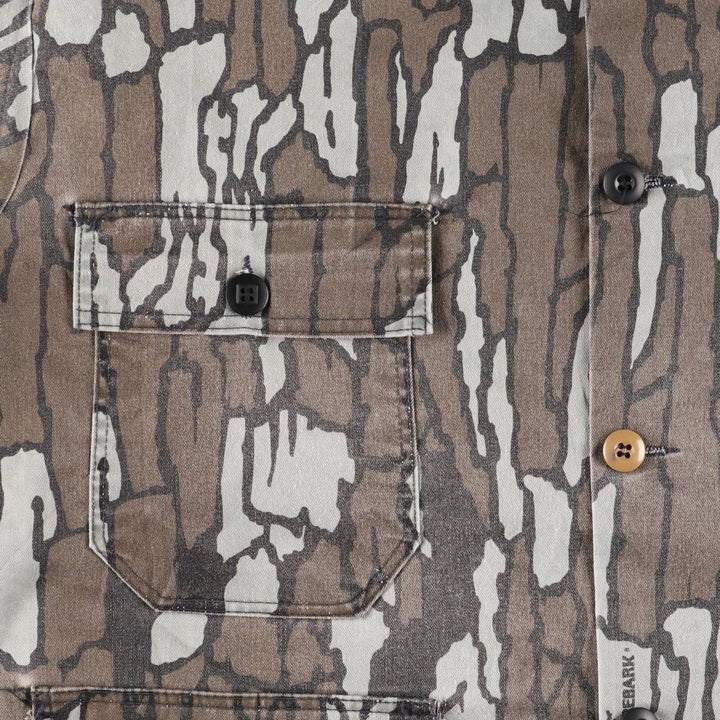 Vintage Treebark Camo Hunting Shirt Jacket, Made in the USA, Men's Size XXL polyester brown type Vintage Second Hand