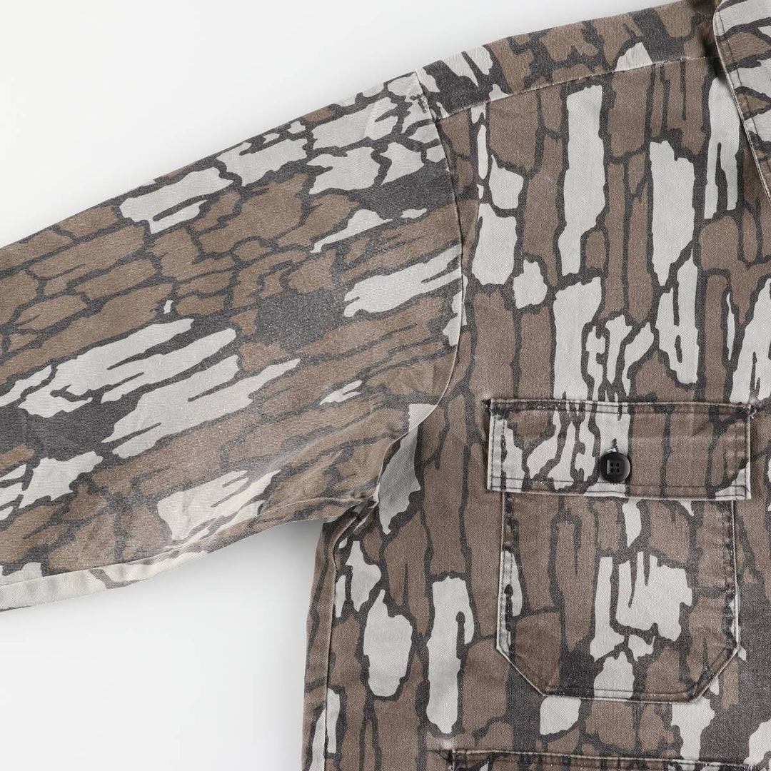 Vintage Treebark Camo Hunting Shirt Jacket, Made in the USA, Men's Size XXL polyester brown type Vintage Second Hand