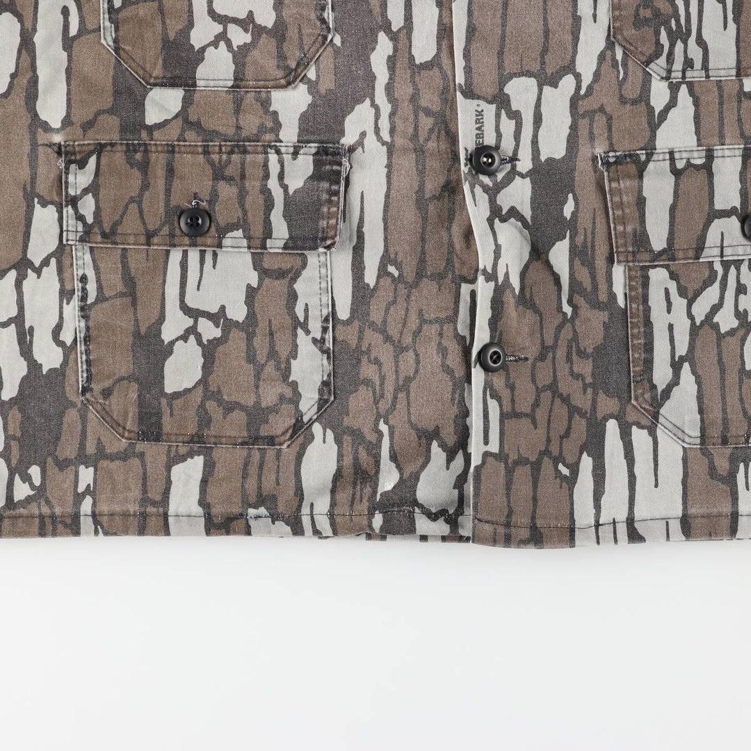 Vintage Treebark Camo Hunting Shirt Jacket, Made in the USA, Men's Size XXL polyester brown type Vintage Second Hand
