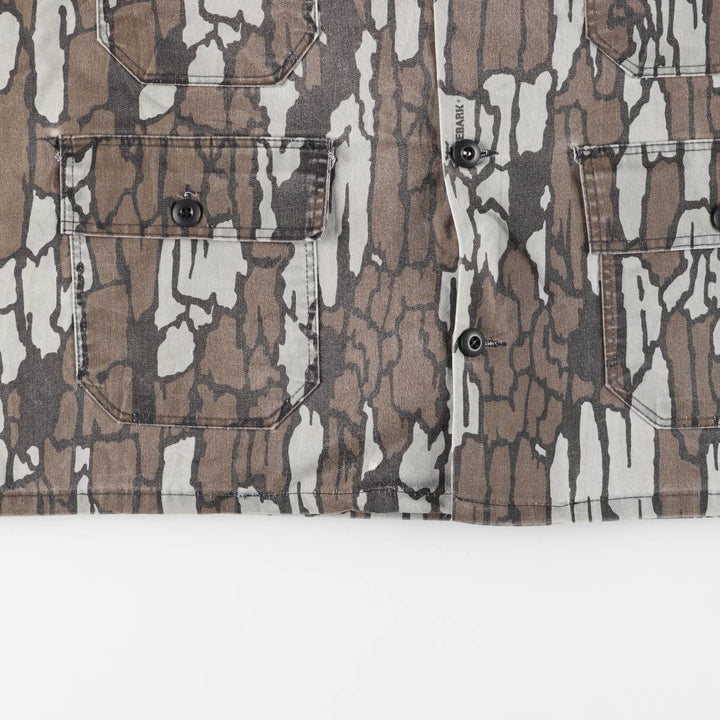 Vintage Treebark Camo Hunting Shirt Jacket, Made in the USA, Men's Size XXL polyester brown type Vintage Second Hand