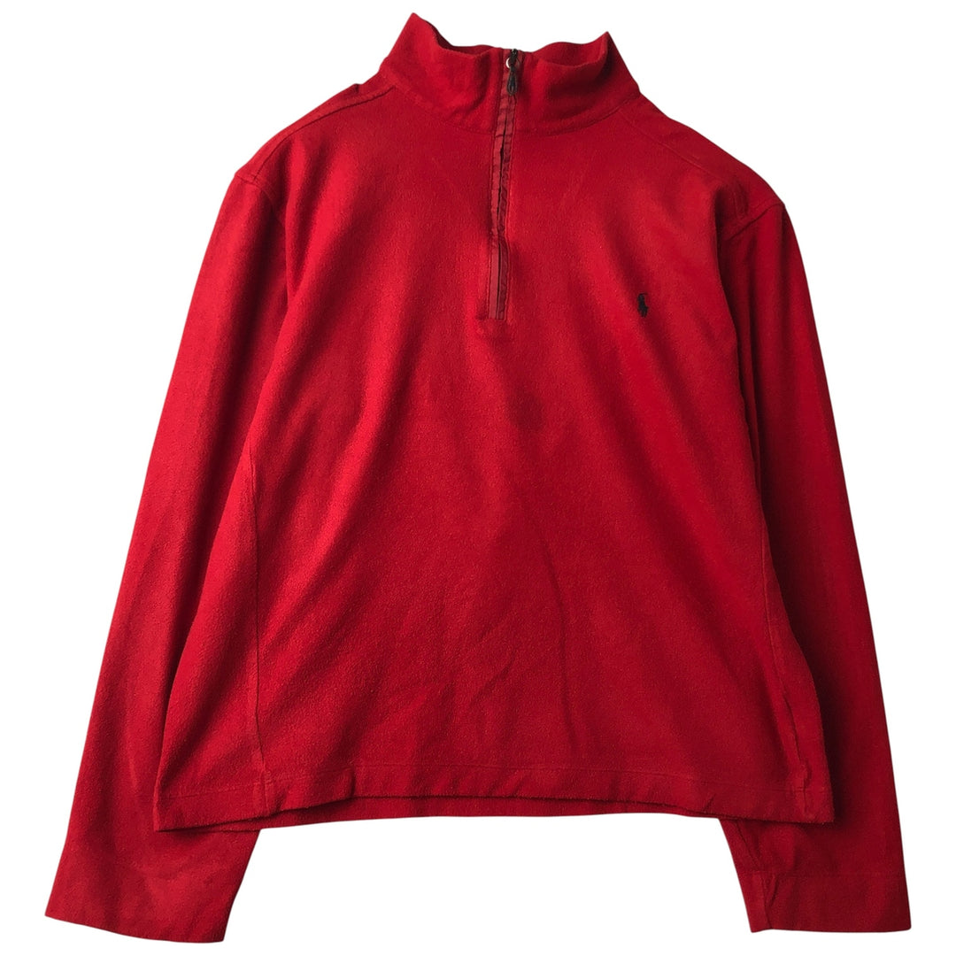 Ralph Lauren POLO by Ralph Lauren Half-Zip Fleece Pullover, Men's Size Medium polyester red type Vintage Second Hand