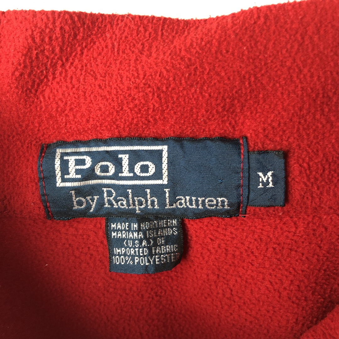 Ralph Lauren POLO by Ralph Lauren Half-Zip Fleece Pullover, Men's Size Medium polyester red type Vintage Second Hand