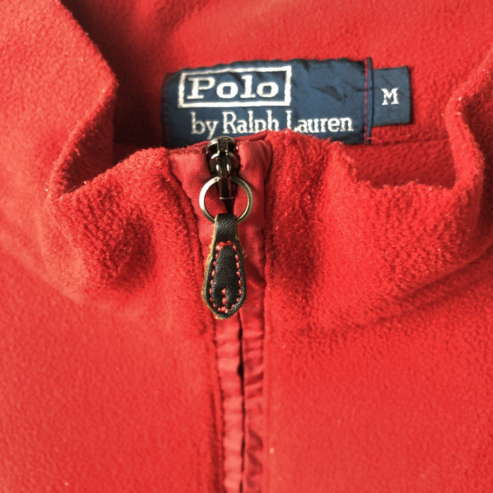 Ralph Lauren POLO by Ralph Lauren Half-Zip Fleece Pullover, Men's Size Medium polyester red type Vintage Second Hand