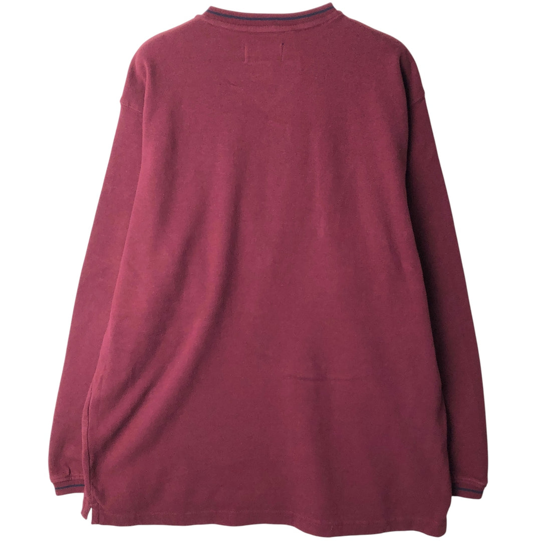 90'S Vintage Ralph Lauren Chaps V-neck Long Sleeve T-Shirt, Men's XL cotton burgundy type Vintage Second Hand
