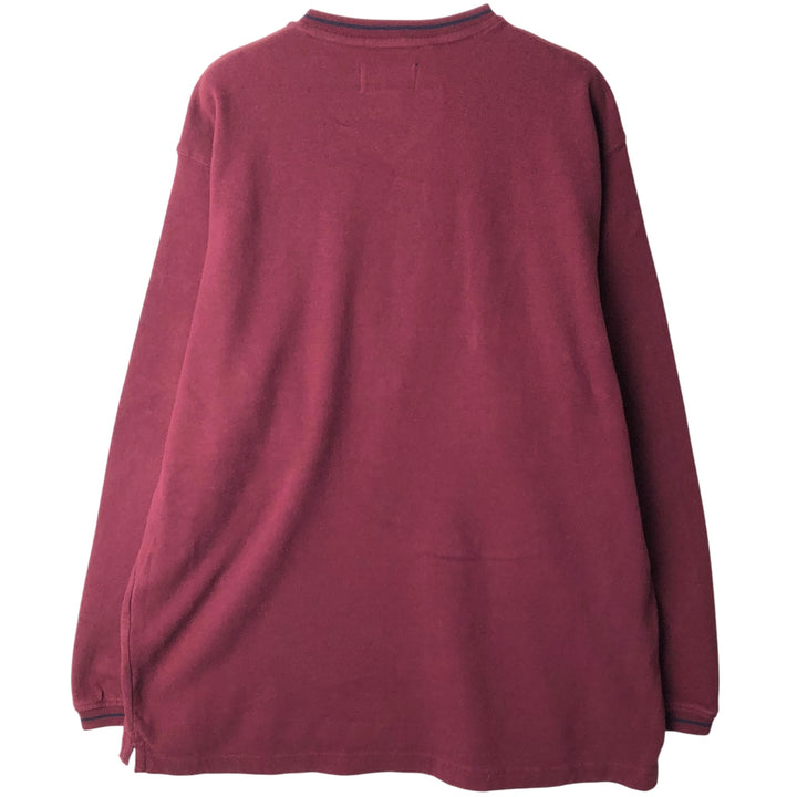 90'S Vintage Ralph Lauren Chaps V-neck Long Sleeve T-Shirt, Men's XL cotton burgundy type Vintage Second Hand